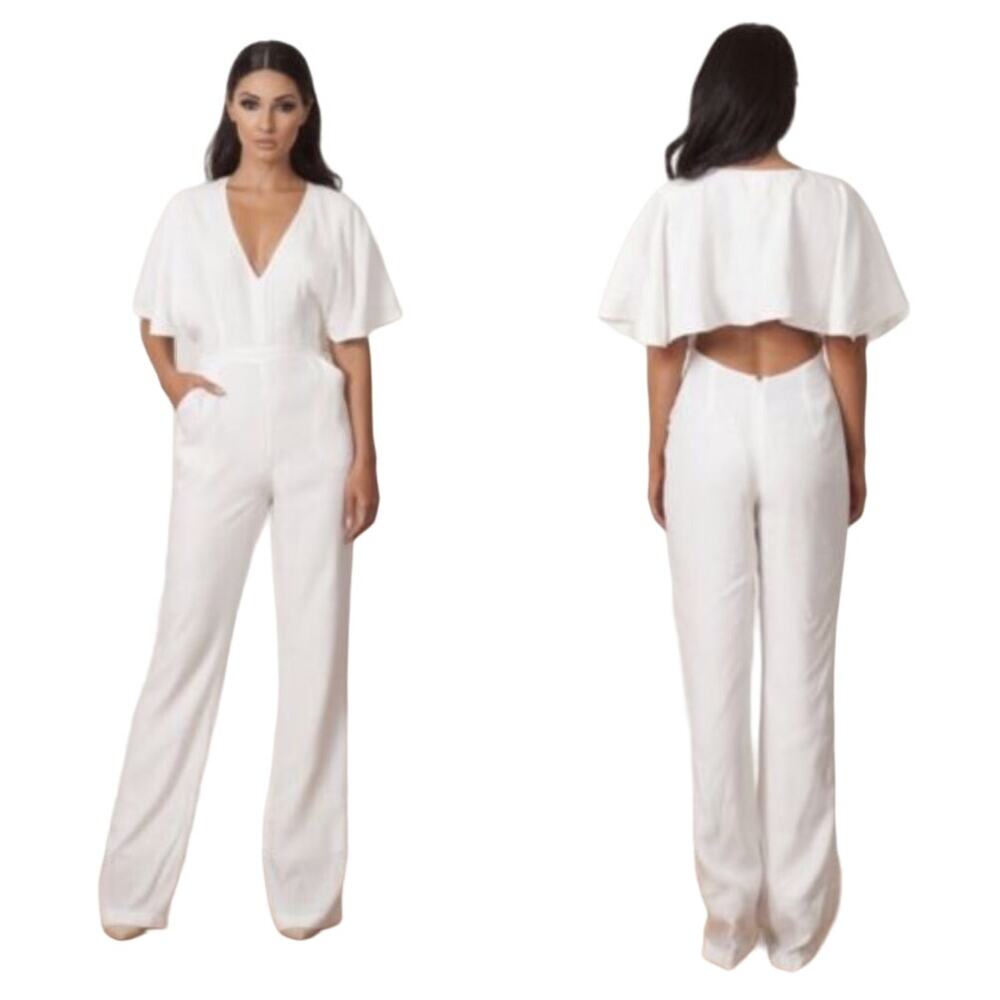 The Jetset Diaries XS NEW Womens White Sahara Jumpsuit Open Back Travel